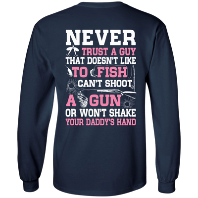 NEVER TRUST A GUY Doesn't Like To Fish-T-Shirt & Hoodie-Long Sleeve T-Shirt-Navy