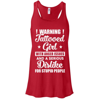 Warning Tattooed Girl With Anger Issues-T-Shirt & Tank Top-Women's Flowy Racerback Tank-Red