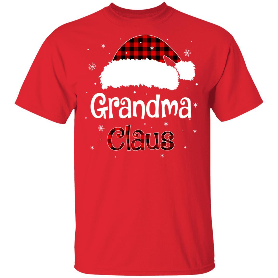 Santa Grandma Claus Red Plaid Family Pajamas Christmas Gift-T-Shirt & Sweatshirt-Classic T-Shirt-Red