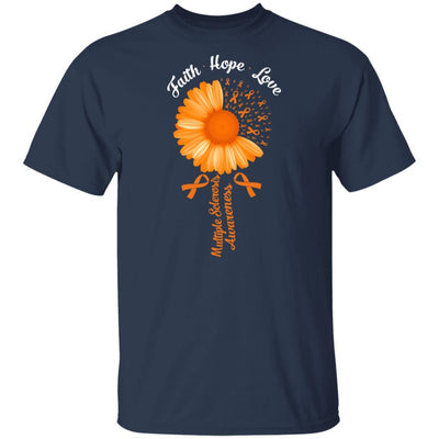 Faith Hope Love Orange Multiple Sclerosis Awareness-T-Shirt & Hoodie-Classic T-Shirt-Navy