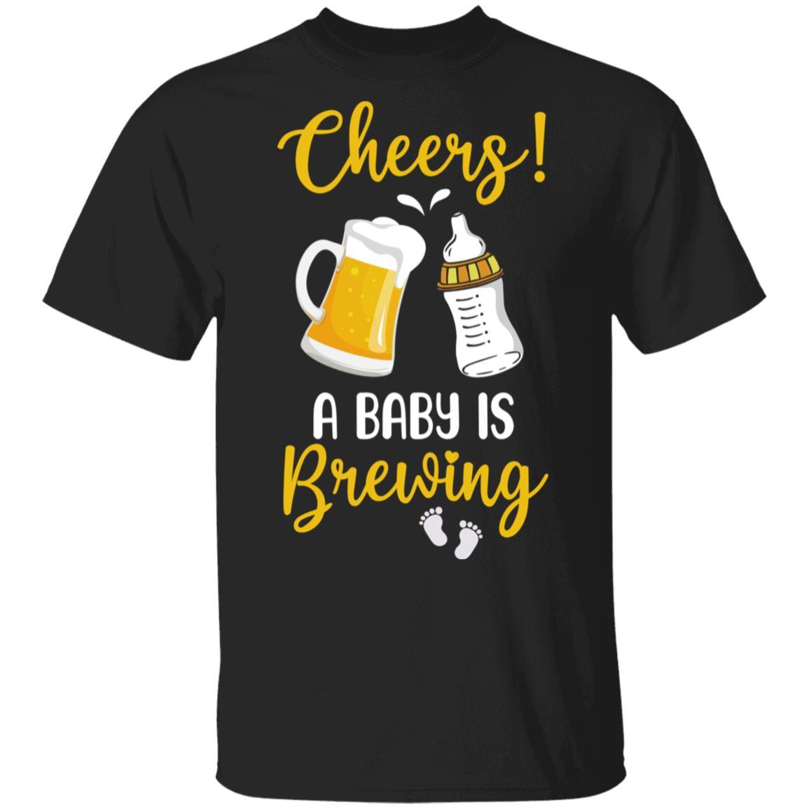 Cheers A Baby is Brewing Gender Pregnancy Announcement-T-Shirt & Hoodie-Classic T-Shirt-Black