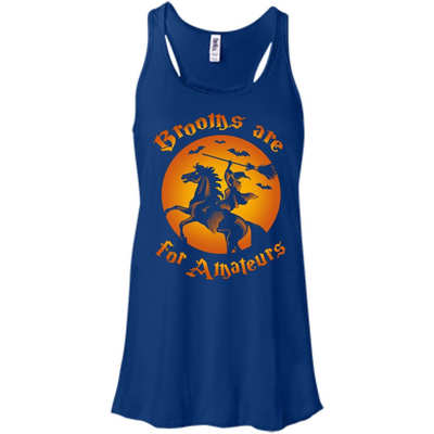Brooms Are For Amateurs Funny Halloween Horse Riding-T-Shirt & Hoodie-Women's Flowy Racerback Tank-True Royal