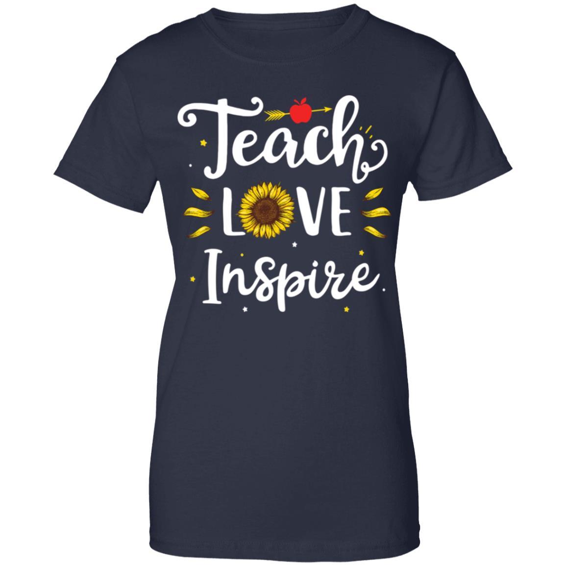 Teach Love And Inspire Teacher Sunflower-T-Shirt & Hoodie-Women's T-Shirt-Navy