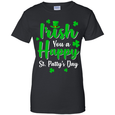 Irish You A Happy St. Patty's Day Saint Patricks Pun-T-Shirt & Hoodie-Women's T-Shirt-Black
