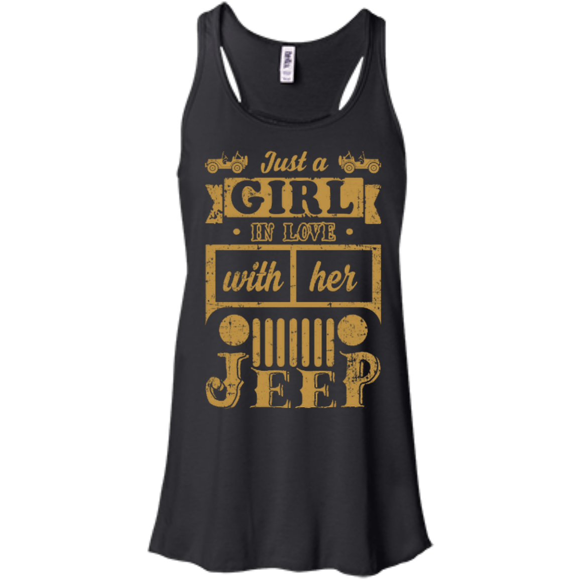 Just A Girl In Love With Her Jeep-T-Shirt & Hoodie-Women's Flowy Racerback Tank-Black