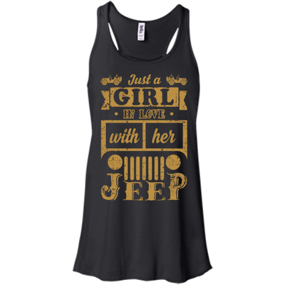 Just A Girl In Love With Her Jeep-T-Shirt & Hoodie-Women's Flowy Racerback Tank-Black