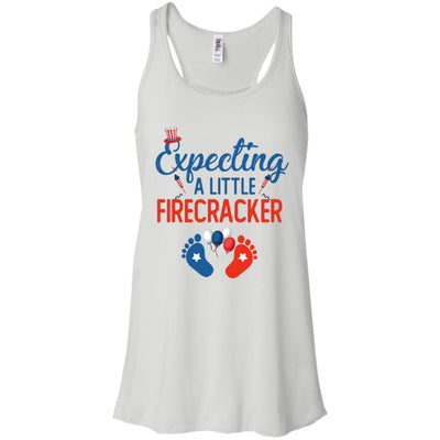 4Th Of July Pregnancy Announcement Baby Firecracker-T-Shirt & Tank Top-Women's Flowy Racerback Tank-White