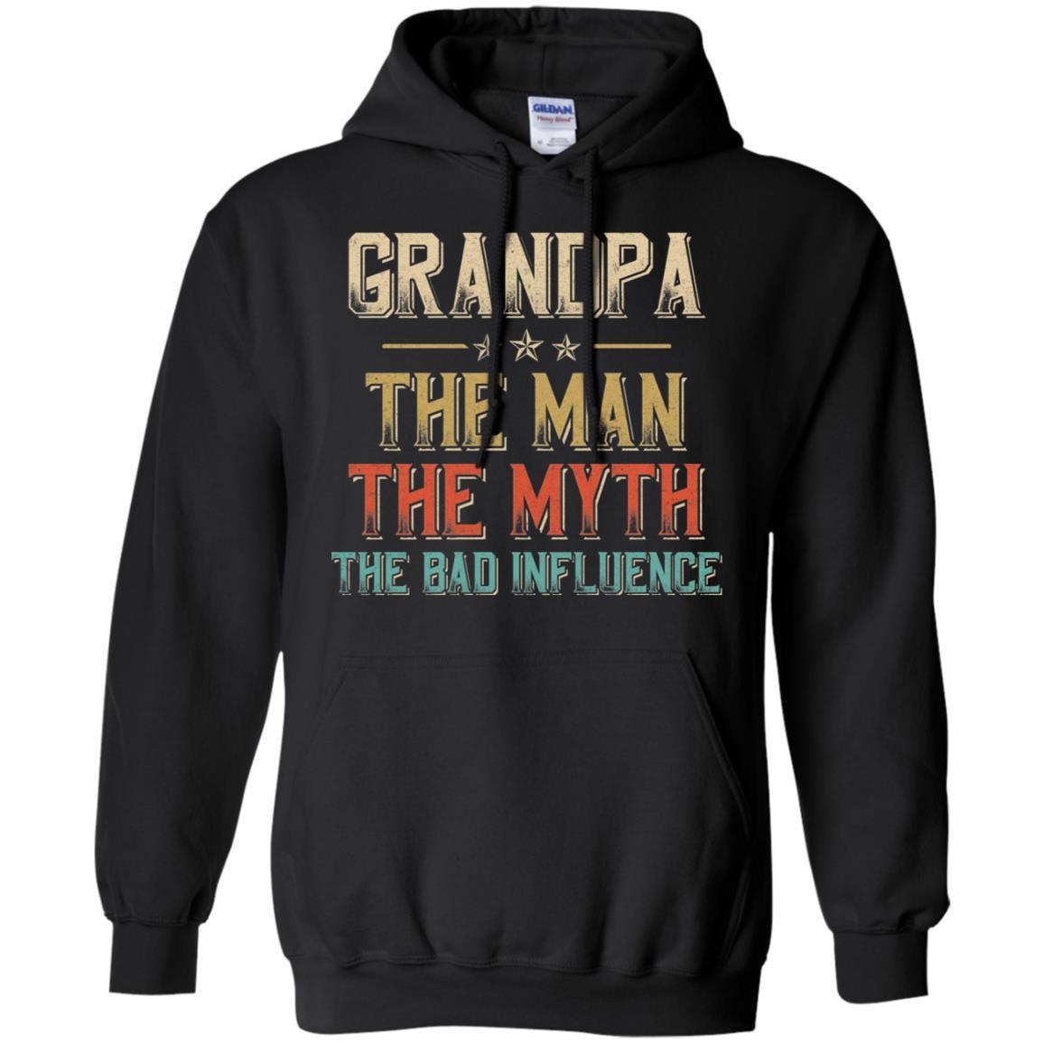 Vintage Grandpa The Man The Myth The Bad Influence-T-Shirt & Hoodie-Pullover Hoodie-Black