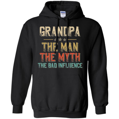 Vintage Grandpa The Man The Myth The Bad Influence-T-Shirt & Hoodie-Pullover Hoodie-Black