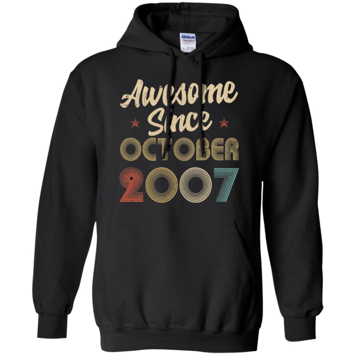 Awesome Since October 2007 Vintage 14th Birthday Gifts-T-Shirt & Hoodie-Pullover Hoodie-Black