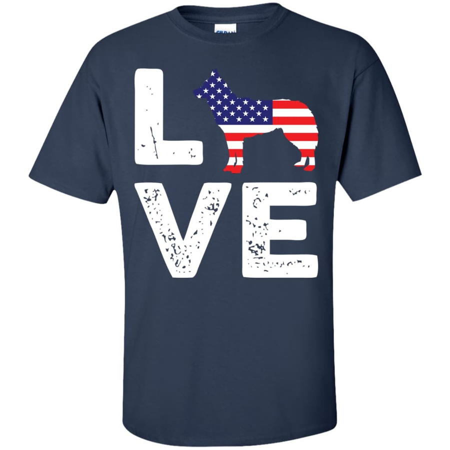 American Flag Dog Husky Love-T-Shirt & Hoodie-Classic T-Shirt-Navy