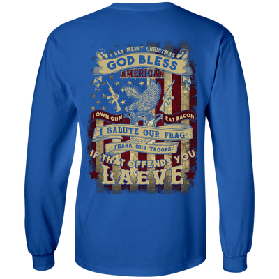 I Say Merry Christmas God Bless America Christmas-T-Shirt & Hoodie-Long Sleeve T-Shirt-Royal