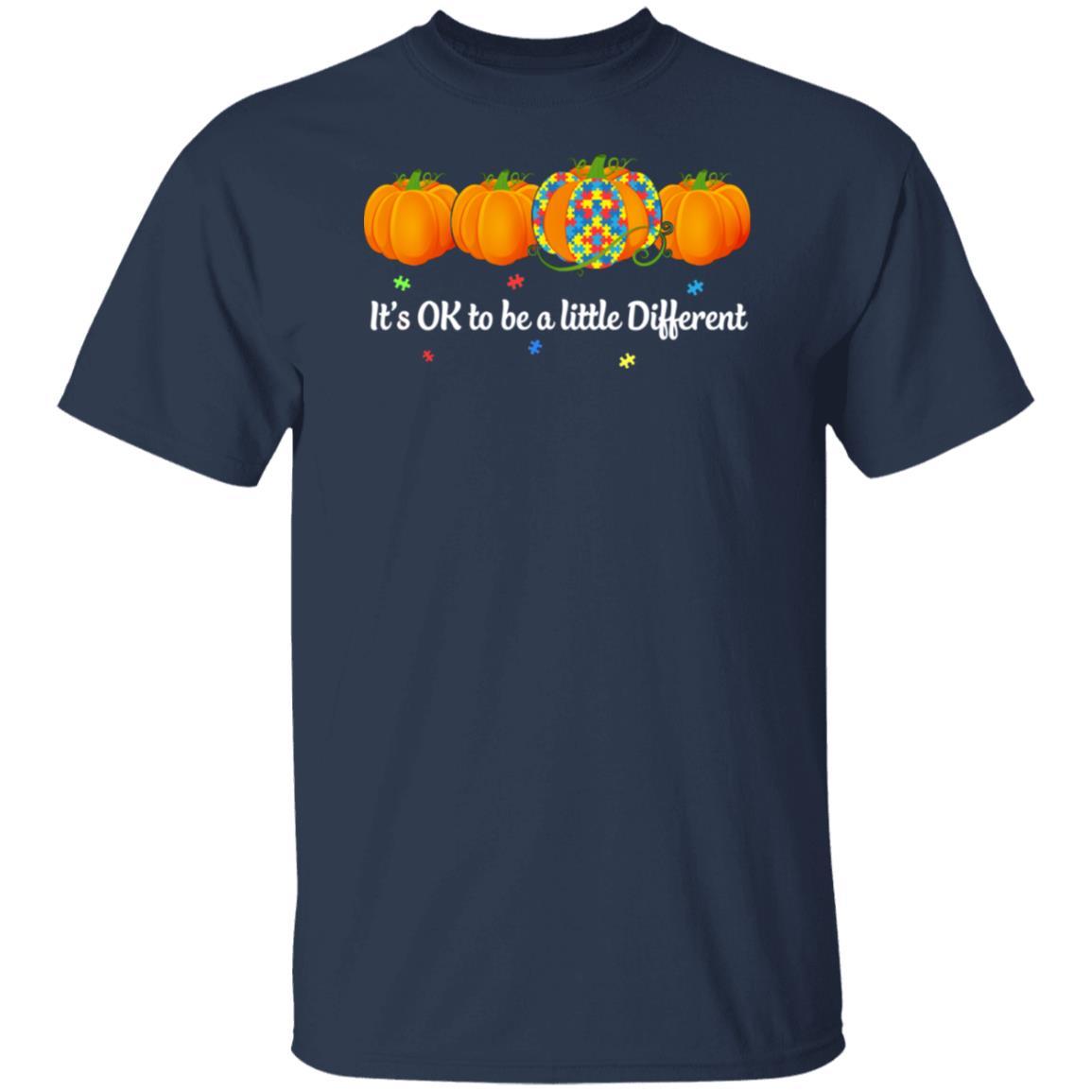Halloween Autism Pumpkin It's OK To Be A Little Different-T-Shirt & Hoodie-Classic T-Shirt-Navy