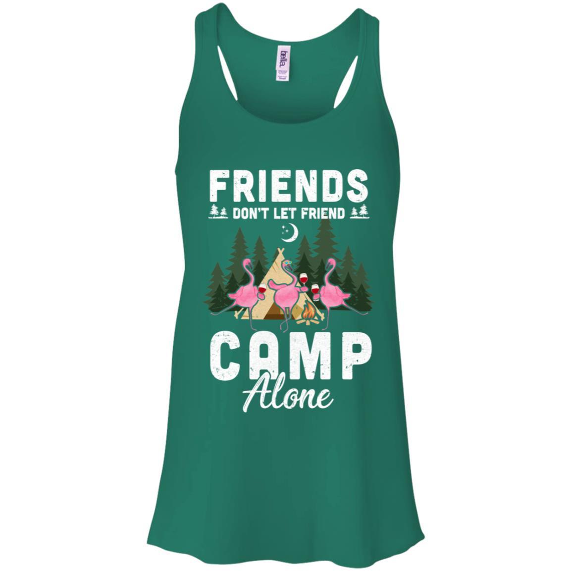 Friends Don't Let Friends Camp Alone Wine Camping Flamingo-T-Shirt & Tank Top-Women's Flowy Racerback Tank-Kelly Green
