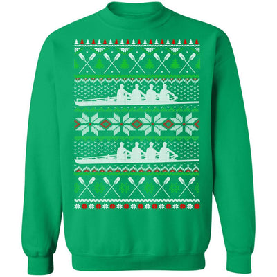 Rowing Ugly Christmas Happy Holiday Boating Crew Xmas Gift-T-Shirt & Sweatshirt-Crewneck Sweatshirt-Irish Green