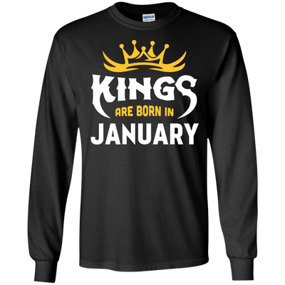 Kings Are Born In January-T-Shirt & Hoodie-Long Sleeve T-Shirt-Black