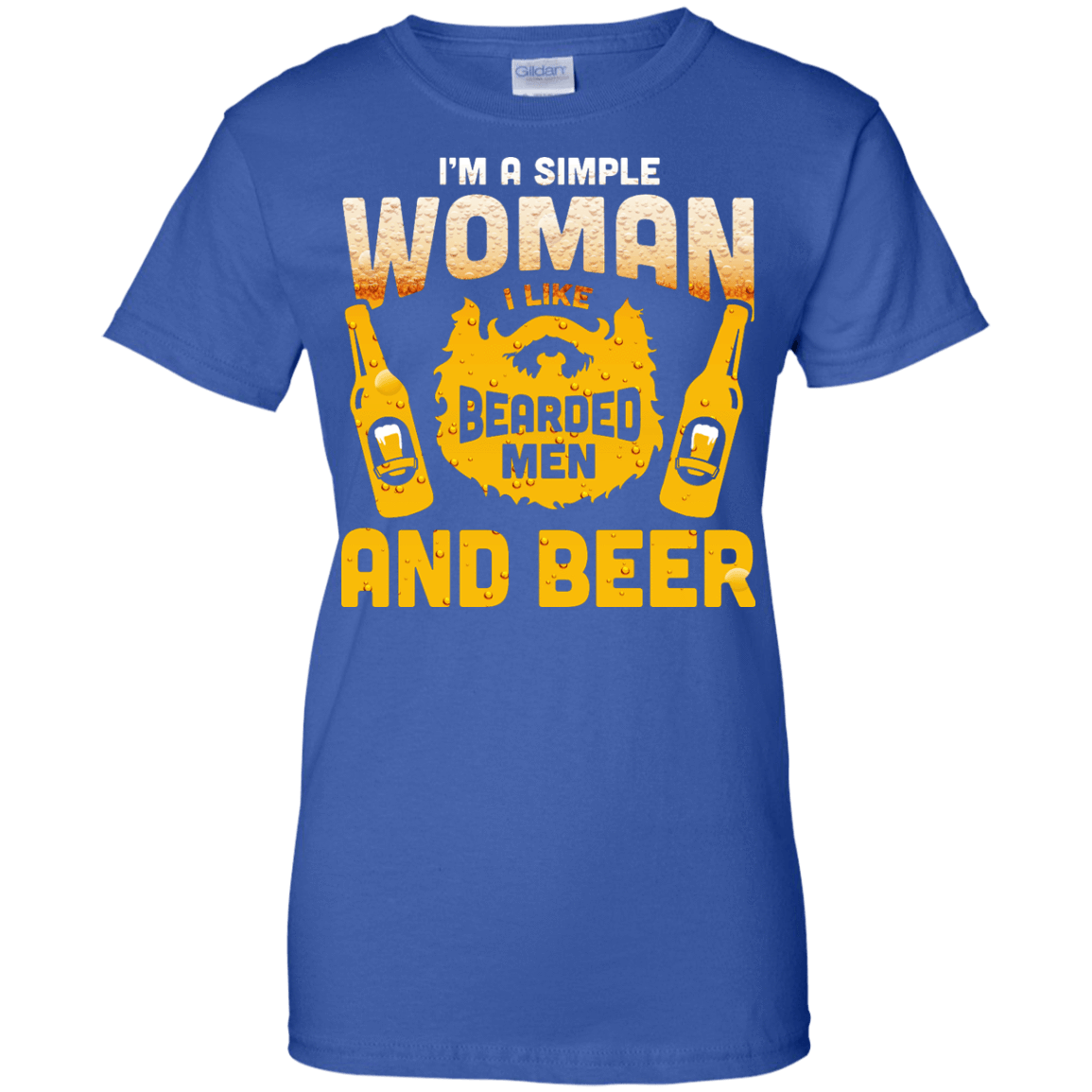 I'm A Simple Woman I Like Bearded Men And Beer-T-Shirt & Hoodie-Women's T-Shirt-Royal