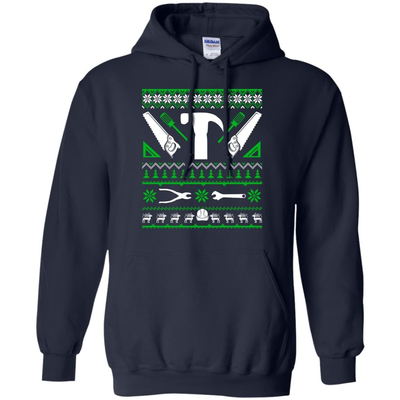 Carpenter Christmas Sweater-T-Shirt & Hoodie-Pullover Hoodie-Navy