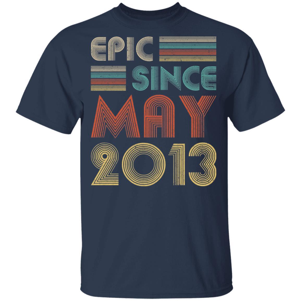 Epic Since May 2013 Vintage 8th Birthday Gifts Youth-Youth Shirt-Youth T-Shirt-Navy