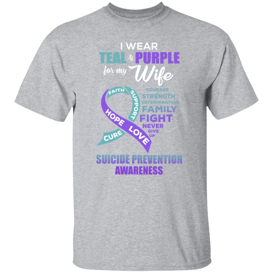 Suicide Prevention I Wear Teal And Purple For My Wife-T-Shirt & Hoodie-Classic T-Shirt-Sport Grey