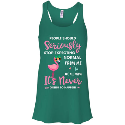 People Should Stop Expecting Normal From Me Flamingo-T-Shirt & Tank Top-Women's Flowy Racerback Tank-Kelly Green