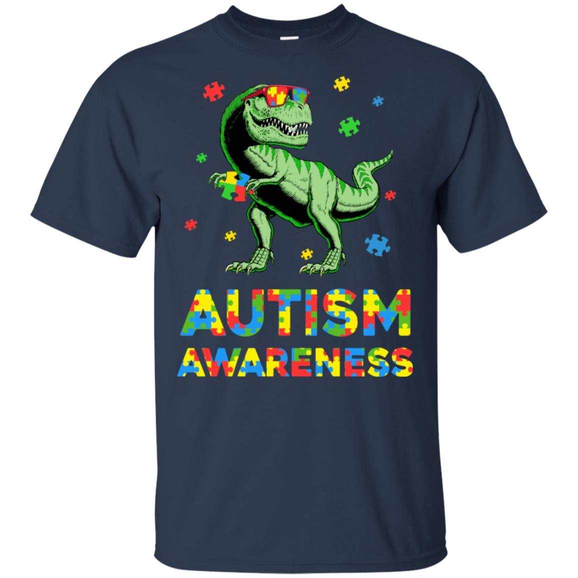 Dinosaur Puzzle Autism Awareness For Boys Girls-T-Shirt & Hoodie-Classic T-Shirt-Navy