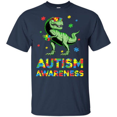Dinosaur Puzzle Autism Awareness For Boys Girls-T-Shirt & Hoodie-Classic T-Shirt-Navy