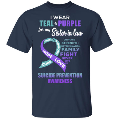 Suicide Prevention I Wear Teal And Purple For My Sister In Law-T-Shirt & Hoodie-Classic T-Shirt-Navy