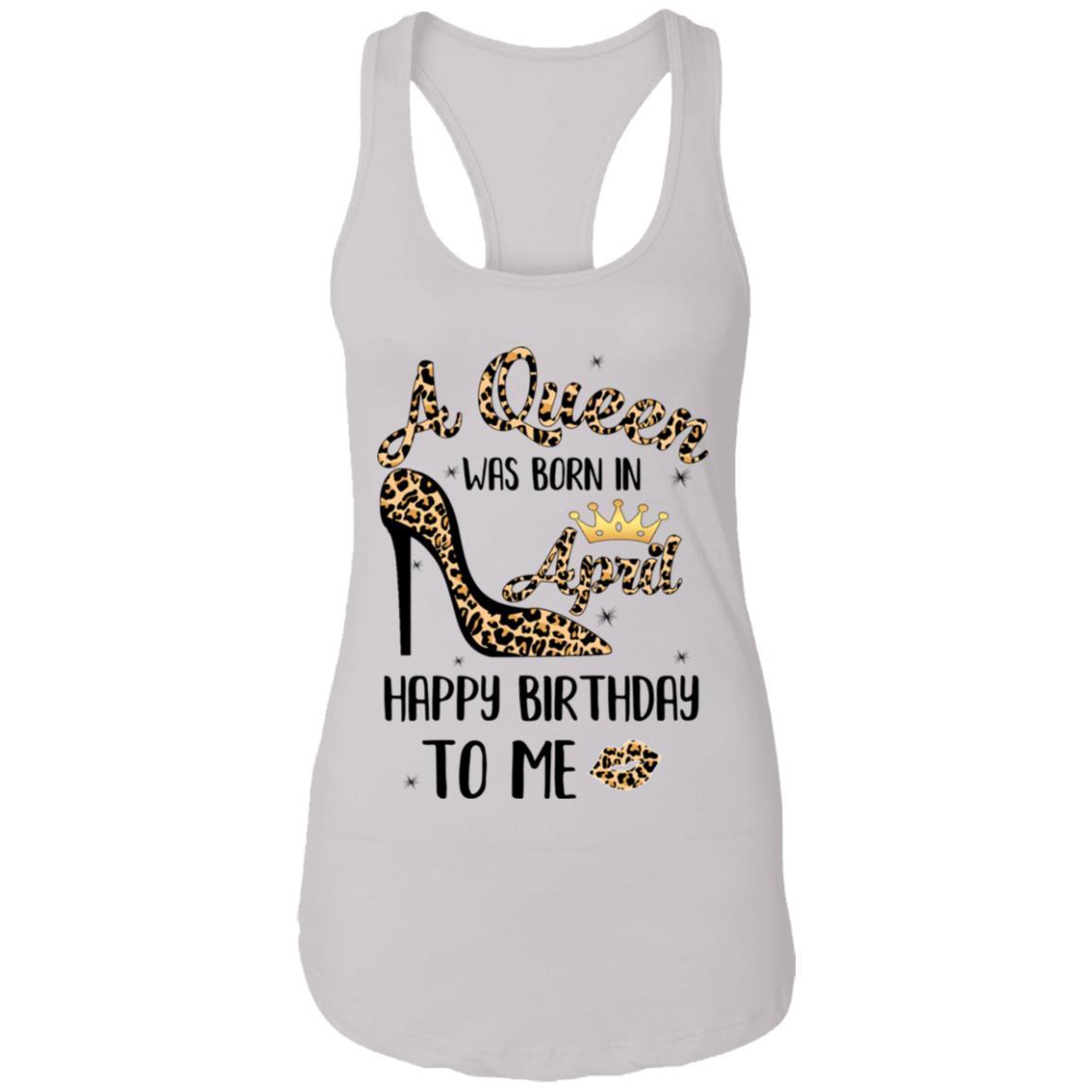Born In April Girl Leopard High Heels Birthday Women Gift-T-Shirt & Tank Top-Women's Ideal Racerback Tank-White