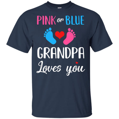 Pink Or Blue Grandpa Loves You Funny Gender Reveal Party Gift-T-Shirt & Hoodie-Classic T-Shirt-Navy