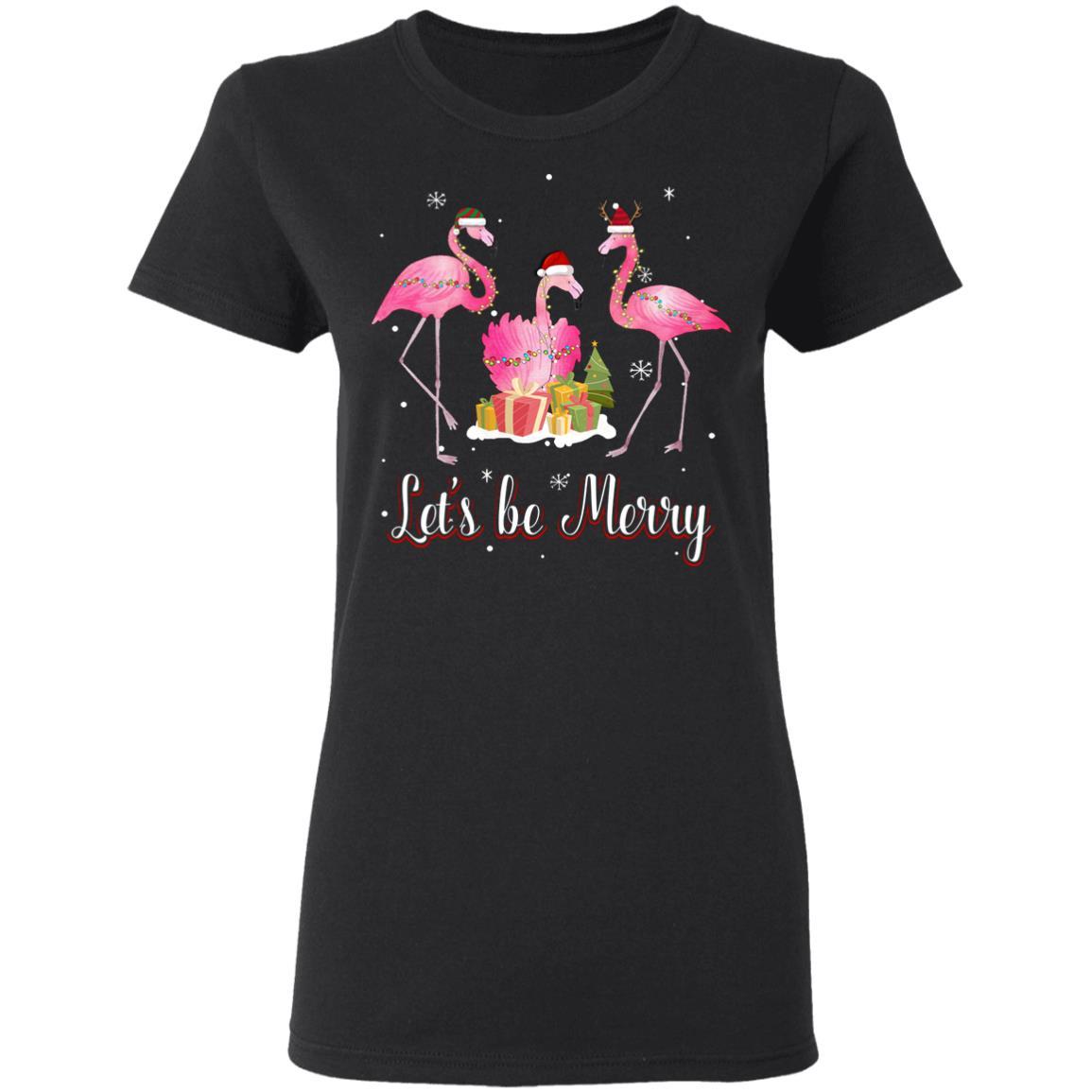 Family Holiday Let's Be Merry Christmas Flamingo