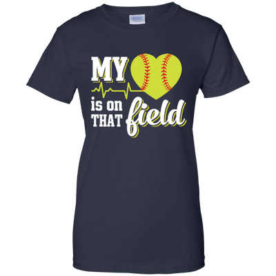 My Heart Is On That Field Softball-T-Shirt & Hoodie-Women's T-Shirt-Navy