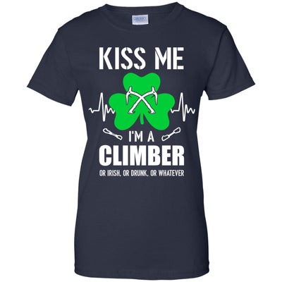Kiss Me Im A Climber On Irish Or Drunk Or Whatever-T-Shirt & Hoodie-Women's T-Shirt-Navy