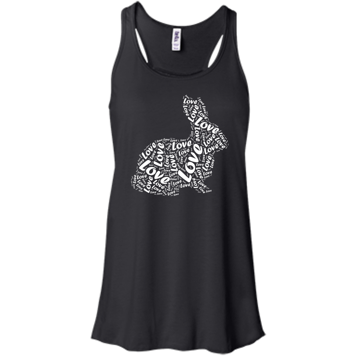 I Love Rabbits-T-Shirt & Hoodie-Women's Flowy Racerback Tank-Black