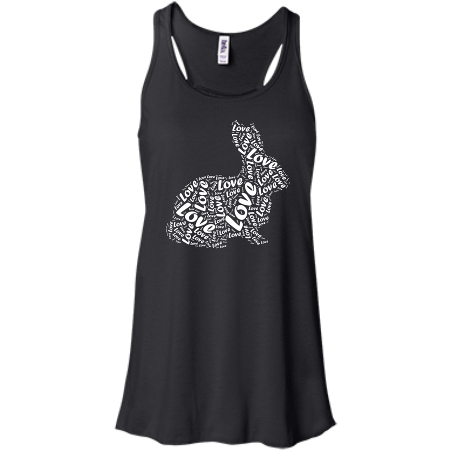 I Love Rabbits-T-Shirt & Hoodie-Women's Flowy Racerback Tank-Black