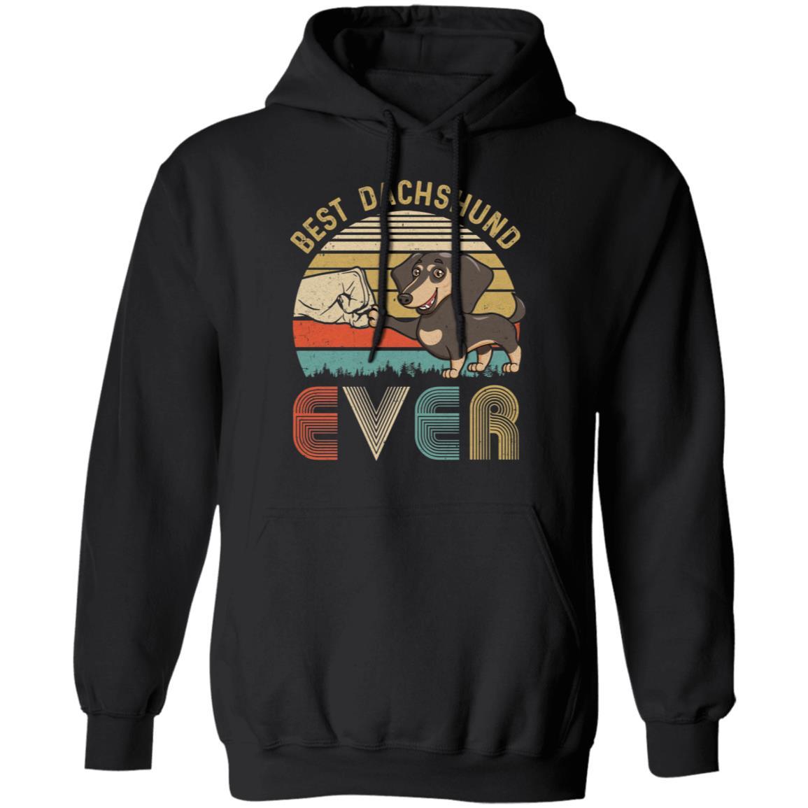Vintage Best Dachshund Dad Ever Bump Fit Funny Dad Gifts-T-Shirt & Hoodie-Pullover Hoodie-Black