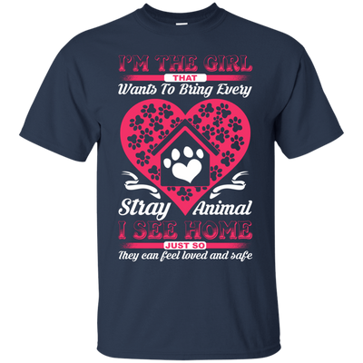 I'm The Girl That Wants To Bring Every Stray Animal T Shirt-T-Shirt & Hoodie-Classic T-Shirt-Navy
