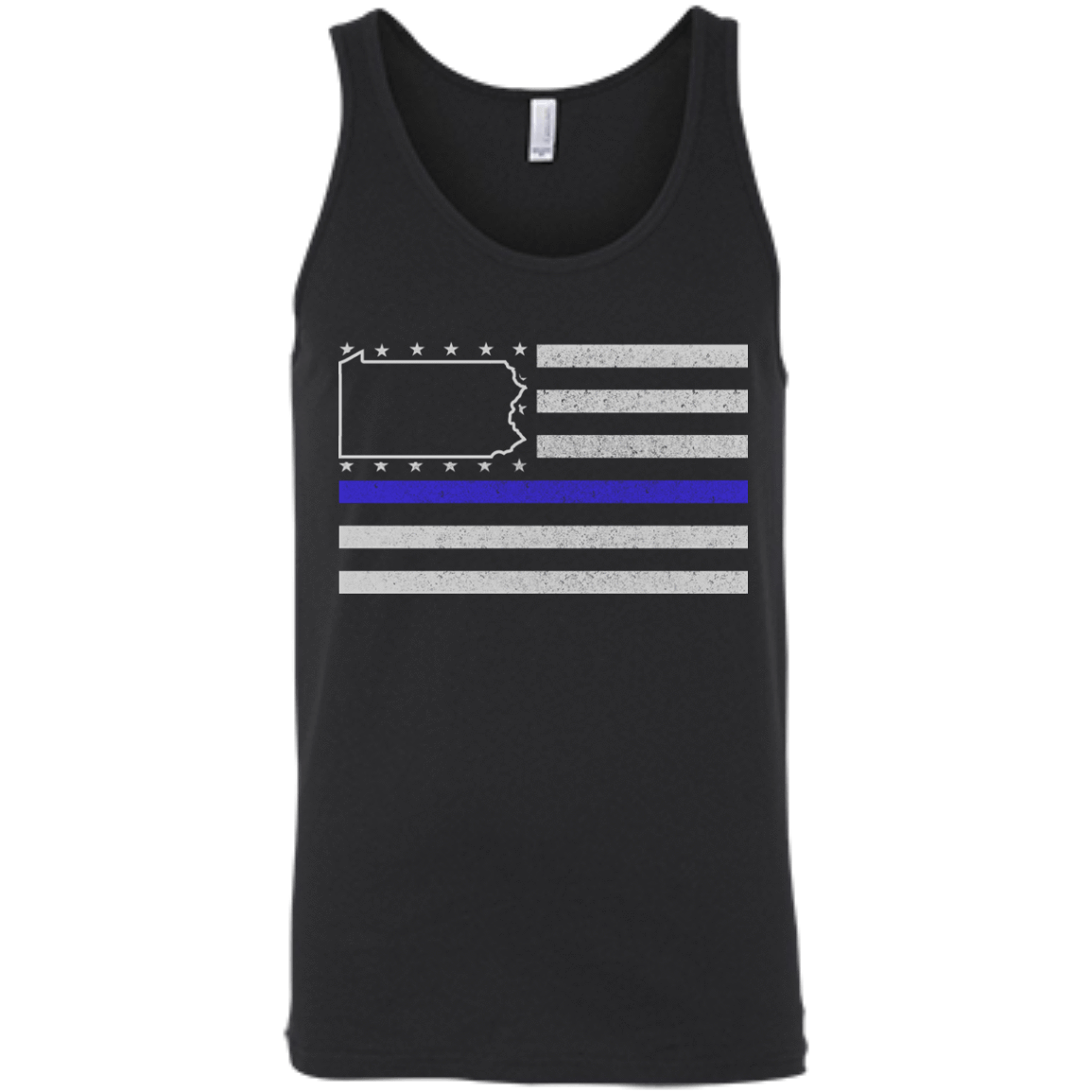 Pennsylvania Thin Blue Line Police State-T-Shirt & Hoodie-Unisex Tank-Black