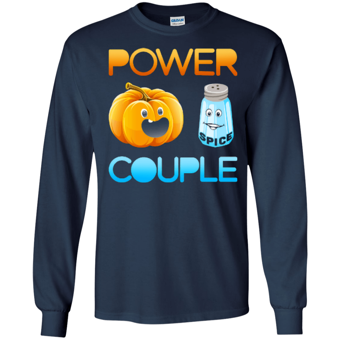Pumpkin Spice Power Couple Halloween-T-Shirt & Hoodie-Long Sleeve T-Shirt-Navy