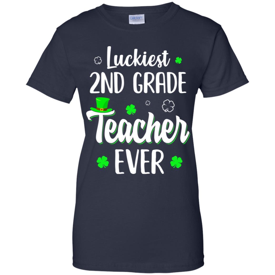 Luckiest 2nd Grade Teacher Ever Irish St Patricks Day-T-Shirt & Hoodie-Women's T-Shirt-Navy