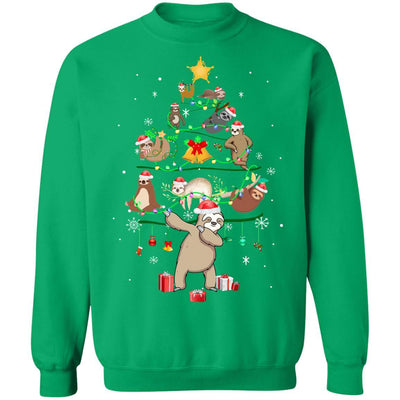 Sloth Christmas Tree Lights Funny Sloth Xmas Gift-T-Shirt & Sweatshirt-Crewneck Sweatshirt-Irish Green