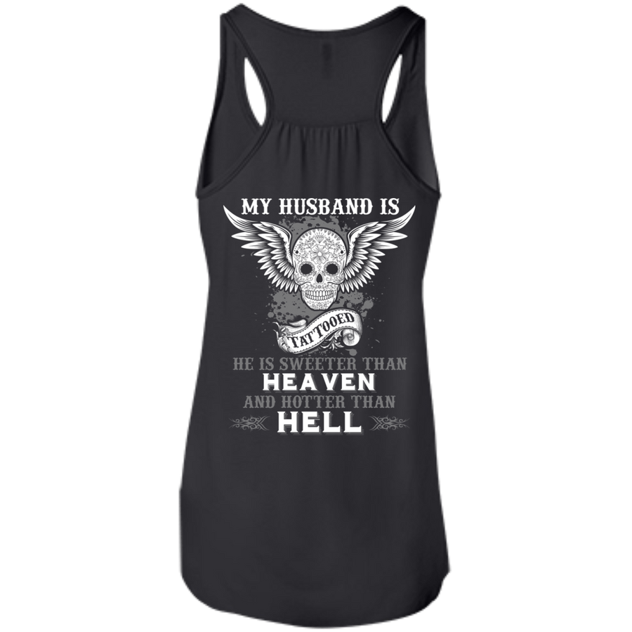 My Husband Is Tattooted-T-Shirt & Hoodie-Women's Flowy Racerback Tank-Black
