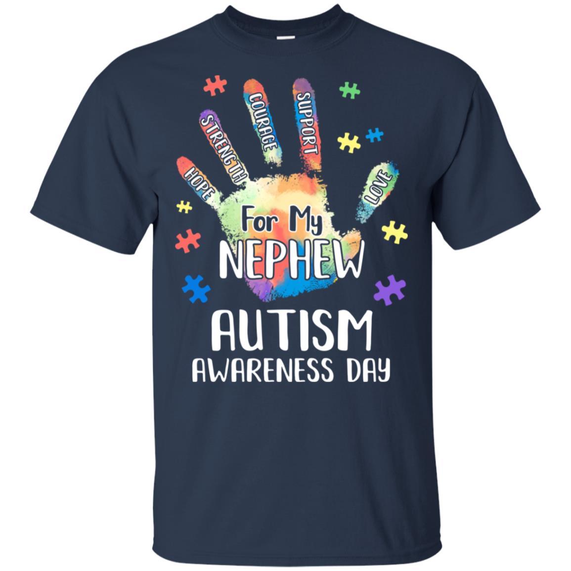 Support Autism Awareness For My Nephew Puzzle Gift-T-Shirt & Hoodie-Classic T-Shirt-Navy