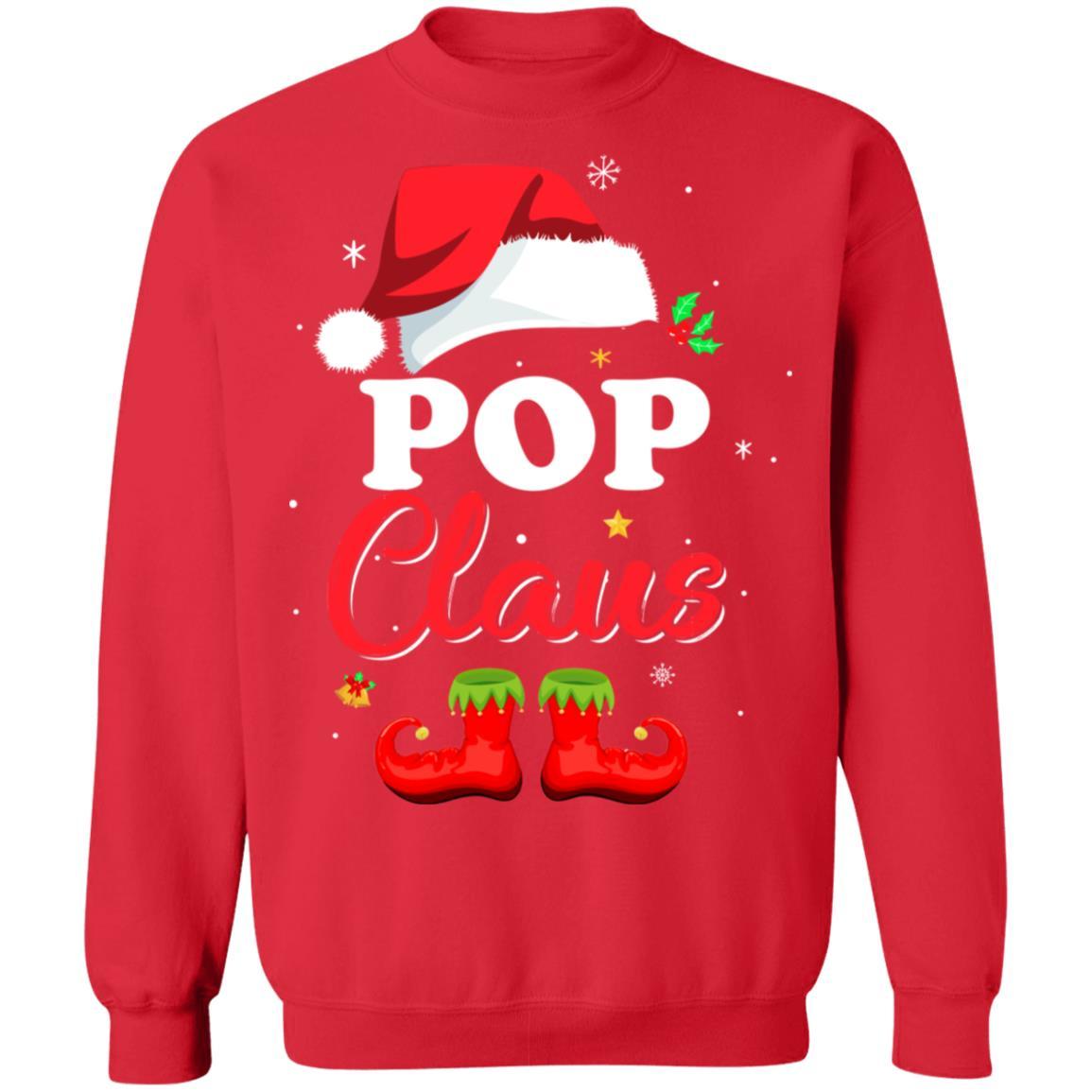 Santa Pop Claus Matching Family Pajamas Christmas Gifts-T-Shirt & Sweatshirt-Crewneck Sweatshirt-Red