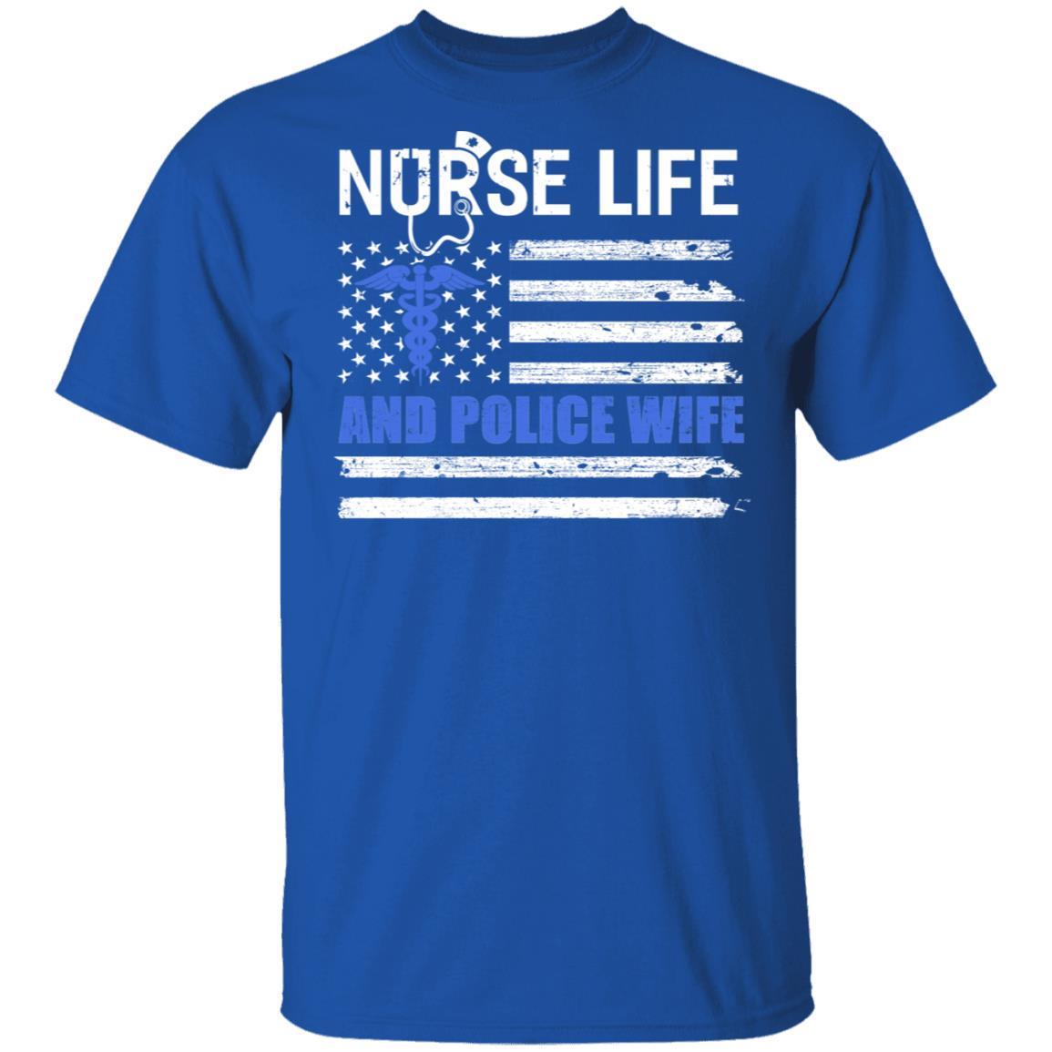 Nurse Life And Police Wife American Flag Vintage Women Gift-T-Shirt & Hoodie-Classic T-Shirt-Royal