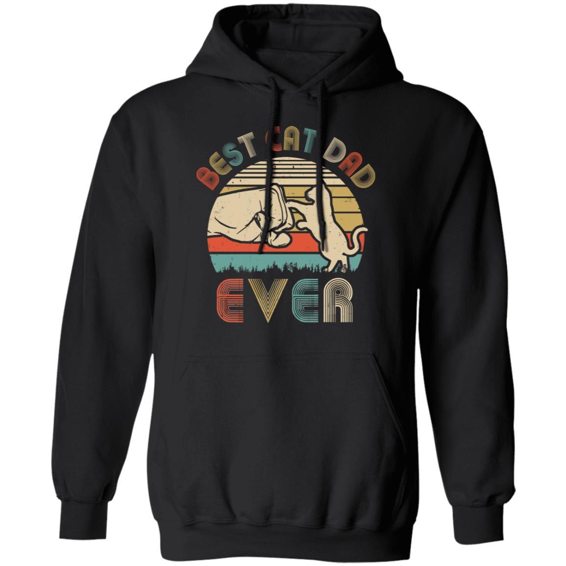 Vintage Best Cat Dad Ever Bump Fit Funny Dat Gifts-T-Shirt & Hoodie-Pullover Hoodie-Black