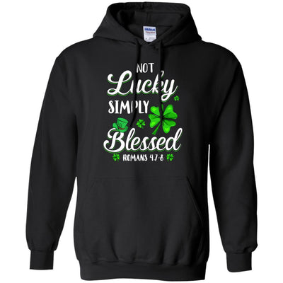 Not Lucky Simply Blessed Christian St Patricks Day-T-Shirt & Hoodie-Pullover Hoodie-Black