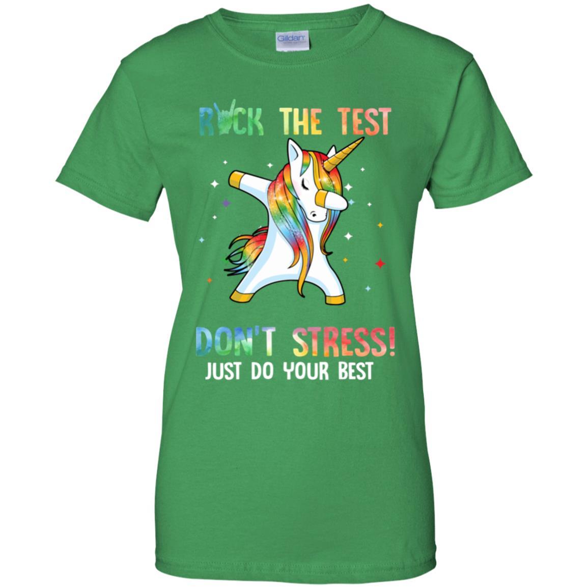 Rock The Test Funny School Unicorn Student Teacher-T-Shirt & Hoodie-Women's T-Shirt-Irish Green