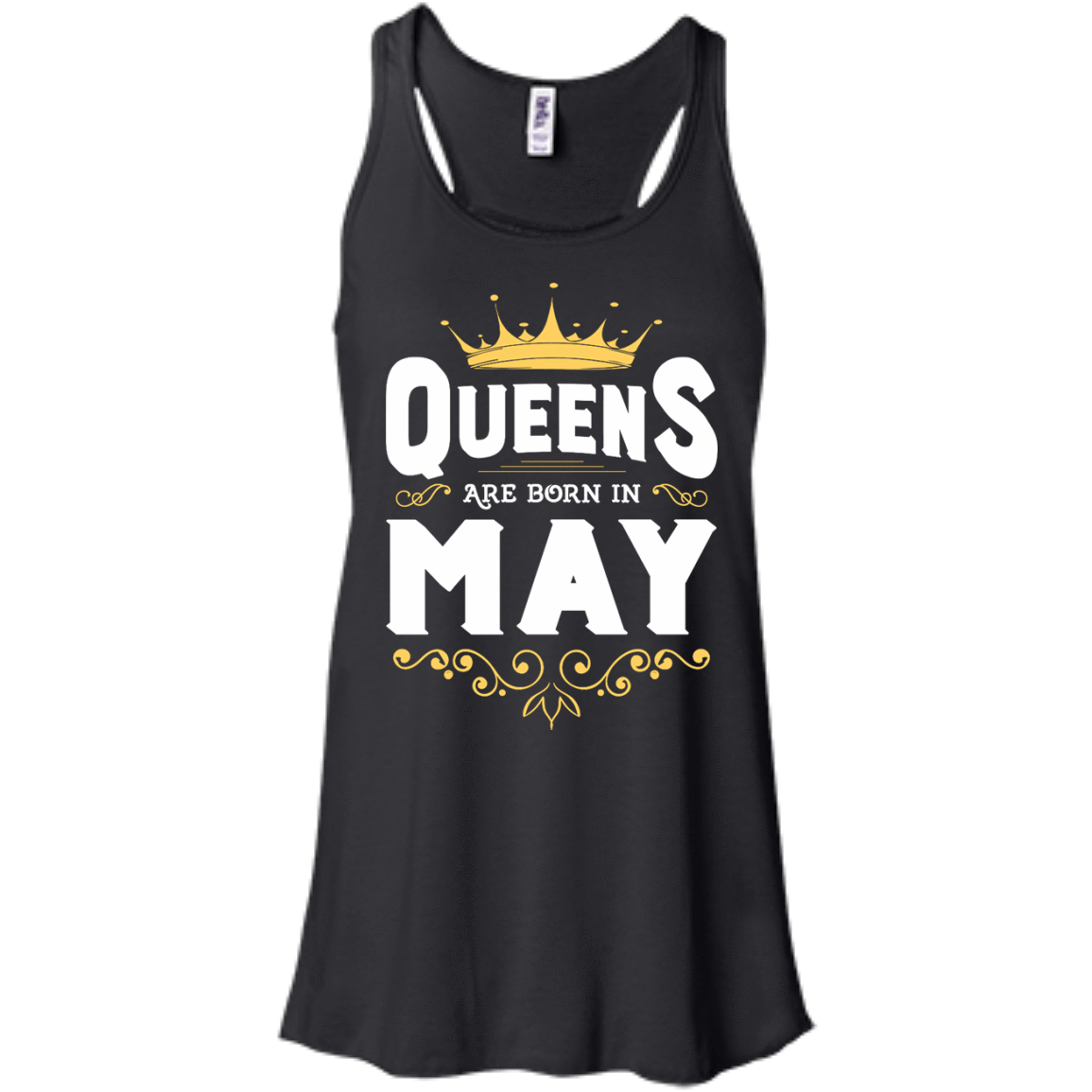Queens Are Born In May-T-Shirt & Hoodie-Women's Flowy Racerback Tank-Black