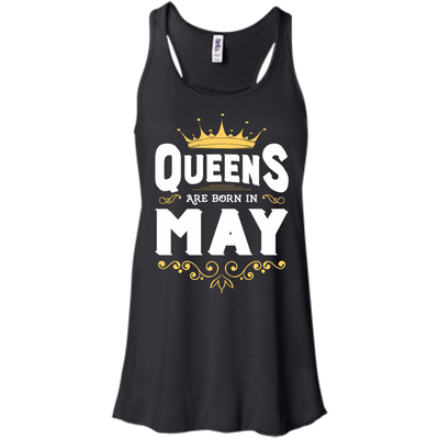 Queens Are Born In May-T-Shirt & Hoodie-Women's Flowy Racerback Tank-Black